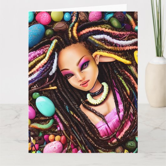 Melanin Easter Egg Rainbow Spring Sista Girl Karte (Vorderseite)