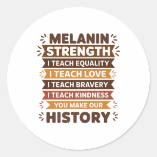 Melanin Educator Idee für Women Black Teacher Educ Runder Aufkleber