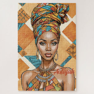 Melanin Frau mit Kopfumschlag - afrikanische Print Puzzle