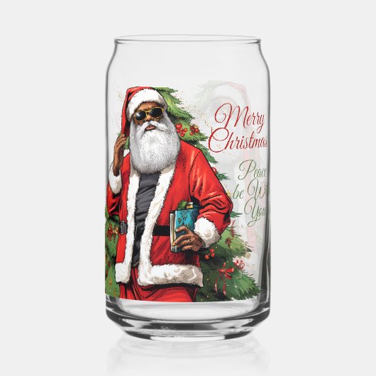 Melanin Frohe Weihnachten 16 oz Can-Shaped Glas (Vorderseite)