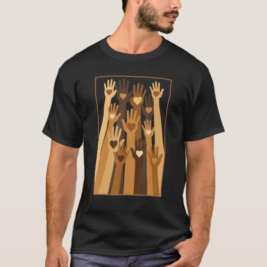 Melanin Hand Hearts Black History Month BLM Africa T-Shirt (Vorderseite)
