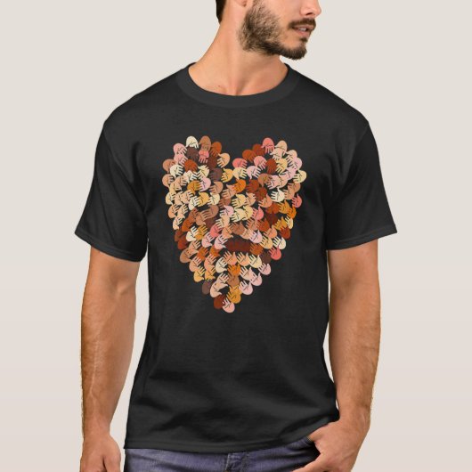 Melanin Hands Heart Valentines Day Black History M T-Shirt (Vorderseite)