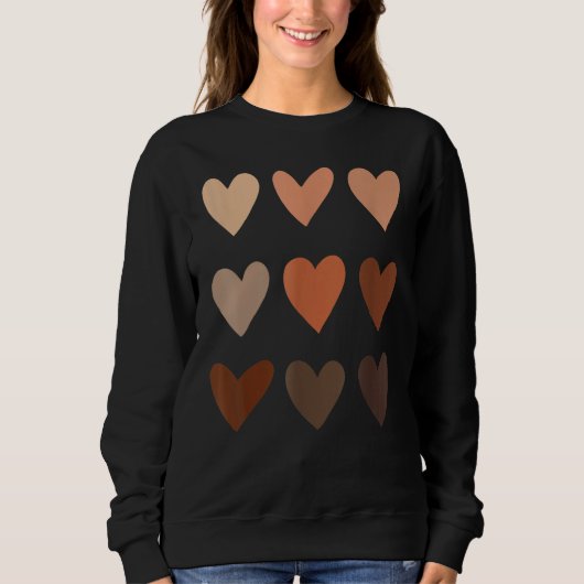 Melanin-Hautton-Herzen, Sei nett, Schwarze Geschic Sweatshirt (Vorderseite)