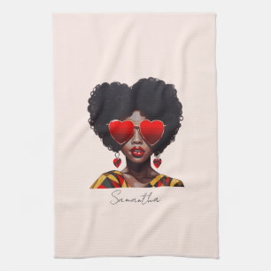 Melanin Magic: Black Queen Rocking Heart Shades Geschirrtuch