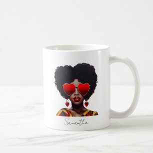 Melanin Magic: Black Queen Rocking Heart Shades Kaffeetasse