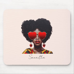 Melanin Magic: Black Queen Rocking Heart Shades Mousepad