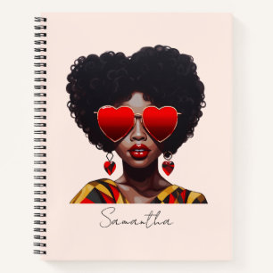 Melanin Magic: Black Queen Rocking Heart Shades Notizblock