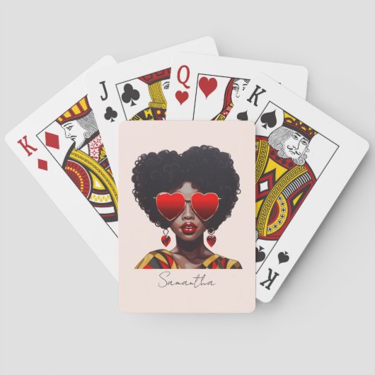 Melanin Magic: Black Queen Rocking Heart Shades Spielkarten (Rückseite)