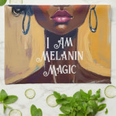 Melanin Magic Floral Portrait Geschirrtuch (Gefaltet)