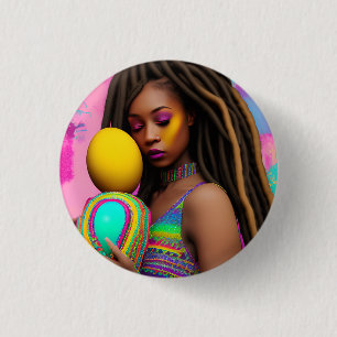 Melanin Oster Rainbow Spring Sista Girl Button