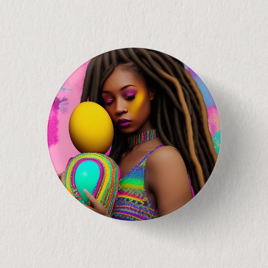 Melanin Oster Rainbow Spring Sista Girl Button (Vorderseite)