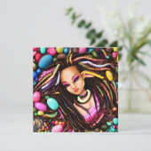 Melanin Oster Rainbow Spring Sista Girl Einladung (Stehend Vorderseite)