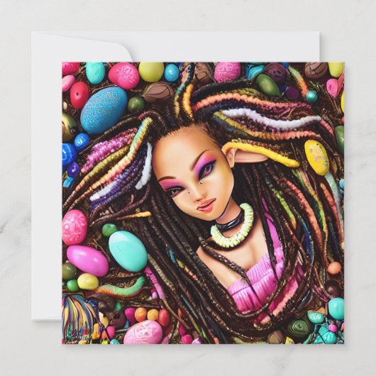 Melanin Oster Rainbow Spring Sista Girl Einladung (Vorderseite)