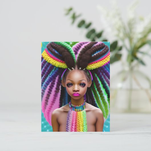 Melanin Oster Rainbow Spring Sista Girl Postkarte (Stehend Vorderseite)