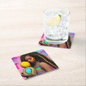 Melanin Oster Rainbow Spring Sista Girl Rechteckiger Pappuntersetzer (Vor Ort)