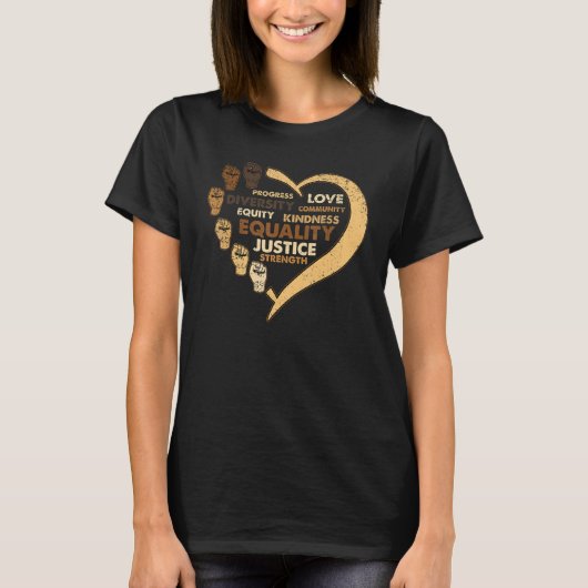 Melanin Power Fist Heart Black History Month BLM A T-Shirt (Vorderseite)