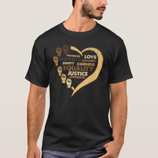 Melanin Power Fist Heart Black History Month BLM A T-Shirt (Vorderseite)