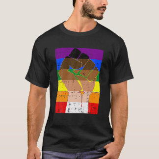 Melanin Pride Power Fist LGBT-Q Flag Schwarzes Leb T-Shirt