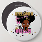 Melanin Princess trainiert, Queen Lilibet Geschenk Button (Vorne & Hinten)