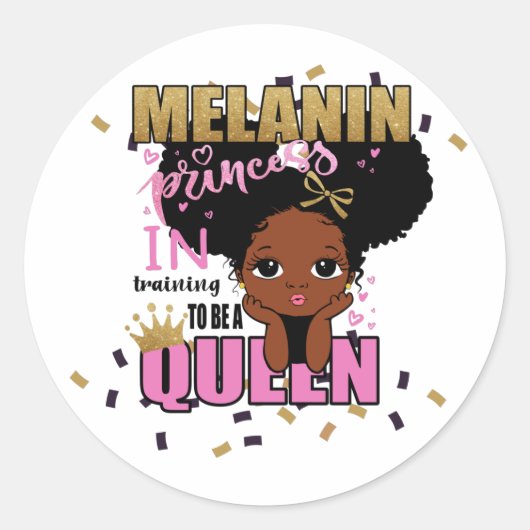 Melanin Princess trainiert, Queen Lilibet Geschenk Runder Aufkleber (Vorderseite)