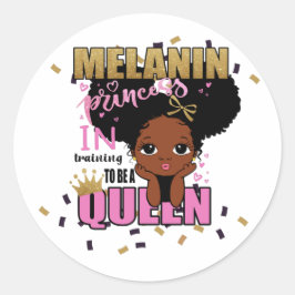 Melanin Princess trainiert, Queen Lilibet Geschenk Runder Aufkleber