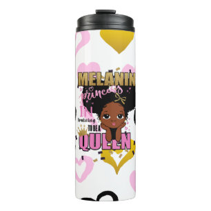 Melanin Princess trainiert, Queen Lilibet Geschenk Thermosbecher