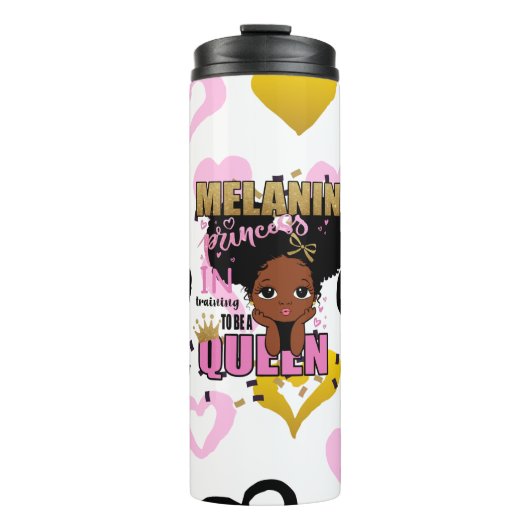 Melanin Princess trainiert, Queen Lilibet Geschenk Thermosbecher (Vorderseite)