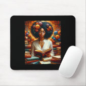 Melanin Queen Afro Womeneducated Reading Book Blac Mousepad (Mit Mouse)
