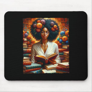 Melanin Queen Afro Womeneducated Reading Book Blac Mousepad