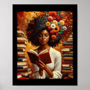 Melanin Queen Afro Womeneducated Reading Book Blac Poster