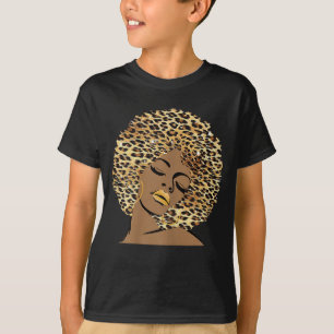 Melanin Queen Leopard Afro Hair African American B T-Shirt