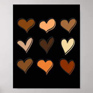 Melanin-Schattierungen Herz Melatonin Haut Schwarz Poster