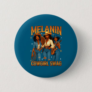 Melanin Schwarze Cowgirl-Magie Western Juneteenth Button