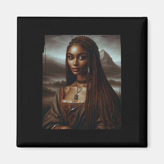 Melanin Schwarze Geschichte Monat Afro Queen Mona Magnet (Vorne)