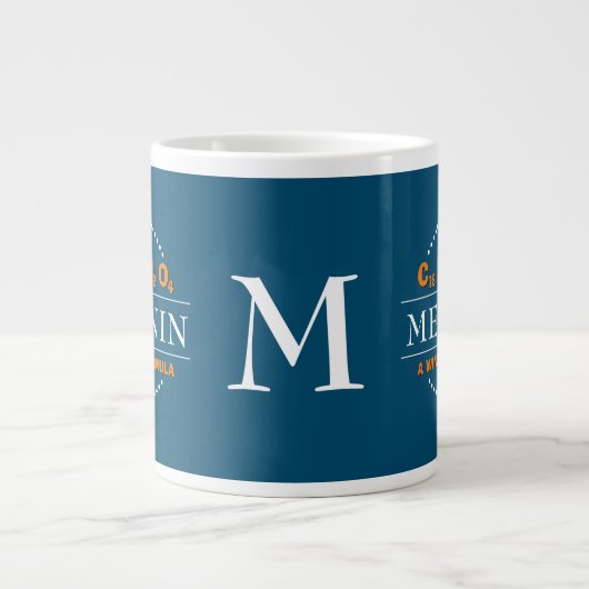 MELANIN-Sieger-Formel-AQUAMARIN-Monogramm Jumbo-Tasse (Vorderseite)
