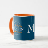 MELANIN-Sieger-Formel-Aquamarin-Monogramm Tasse (Vorderseite Links)
