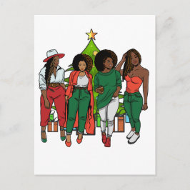 Melanin Sistas Christmas Tree & Gifts Black Girls Postkarte