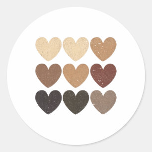 Melanin Skin Tone Hearts Juneteenth Black History Runder Aufkleber