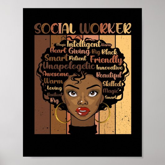 Melanin Social Worker Afro Hair Black History Poster (Vorne)
