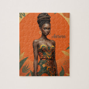 Melanin Woman mit geflochtenen Bun - afrikanische Puzzle