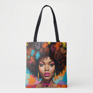 Melanin Woman w/Afro - Pop Art Inspiriert Tasche