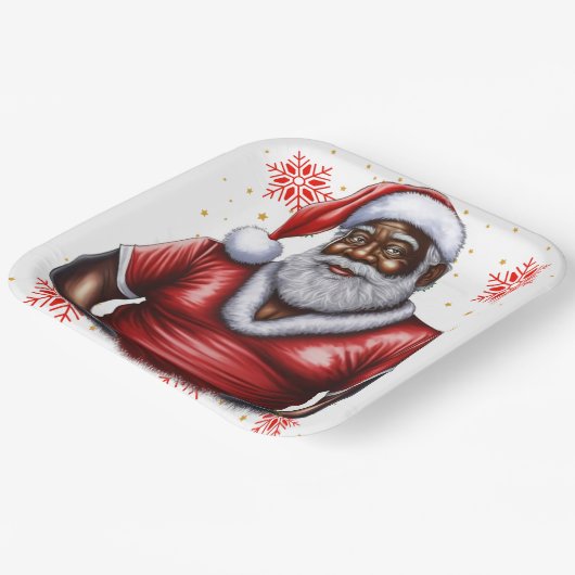 Melanin Xmas Black Christmas Sant Claus Bruh Sista Pappteller (Gewinkelt)