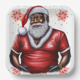 Melanin Xmas Black Christmas Sant Claus Bruh Sista Pappteller