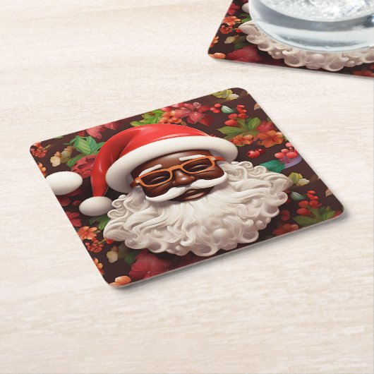 Melanin Xmas Black Christmas Sant Claus Bruh Sista Rechteckiger Pappuntersetzer (angewinkelt)