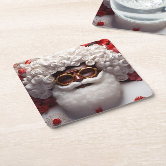 Melanin Xmas Black Christmas Sant Claus Bruh Sista Rechteckiger Pappuntersetzer (angewinkelt)