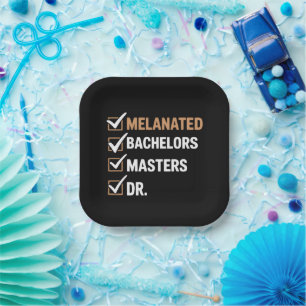 Melanisierte Doktorats-Abschlussfeier PhD EDD Bach Pappteller