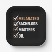 Melanisierte Doktorats-Abschlussfeier PhD EDD Bach Pappteller (Vorderseite)