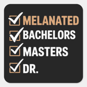 Melanisierte Promotion Abschluss PhD EDD Bachelor Quadratischer Aufkleber