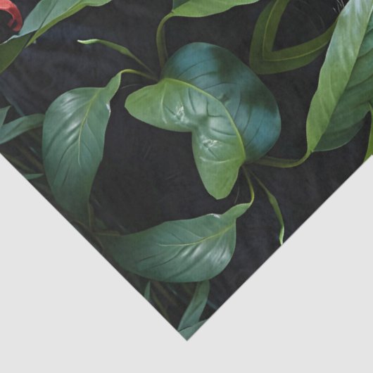 Melanistischer Jaguar in den Dschungelroten Blume Seidenpapier (Detail)