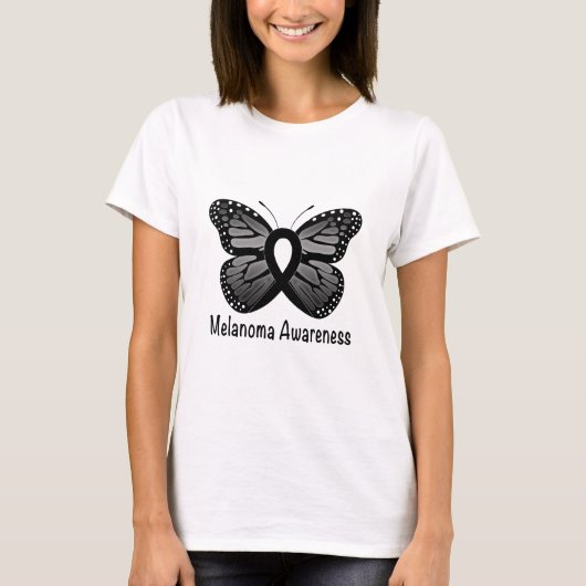 Melanom-Bewusstsein: Schmetterling T-Shirt (Vorderseite)